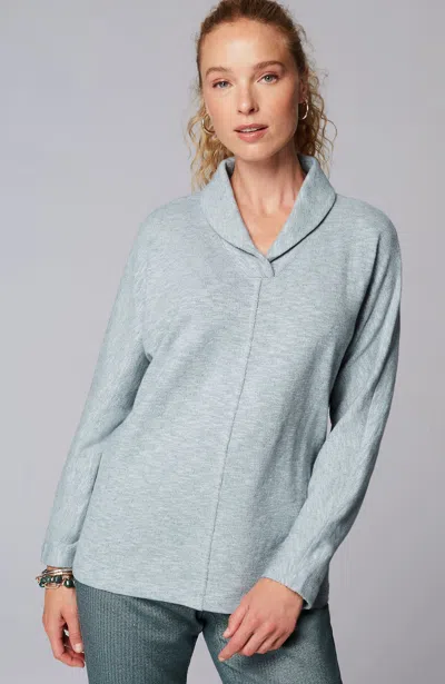 Jjill J.jill Pure Jill Shawl-collar Dolman Top In Sage Blue Heather,marble