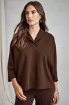 Jjill J.jill Pure Jill Shawl-collar Top In Brown