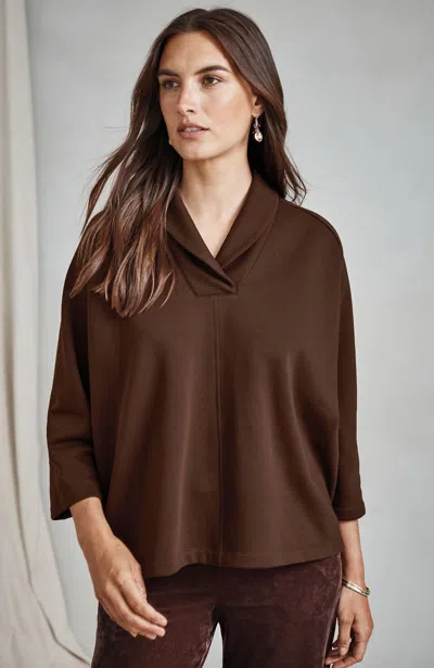 Jjill J.jill Pure Jill Shawl-collar Top In Brown
