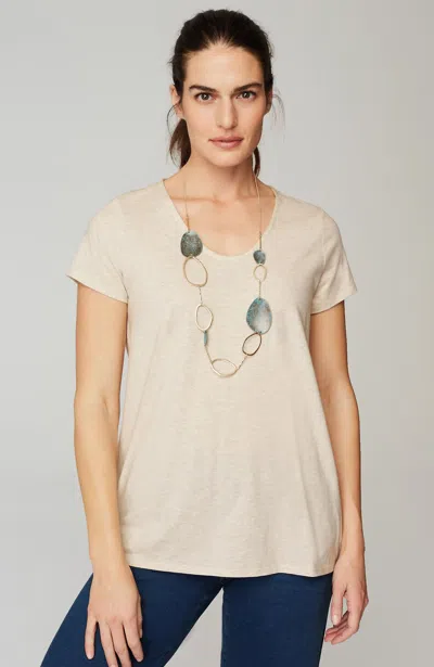 Jjill J.jill Pure Jill Side-slit Elliptical Tee In Oatmeal Heather