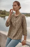 Jjill J.jill Pure Jill Single-button Ikat Top In Camel,cream