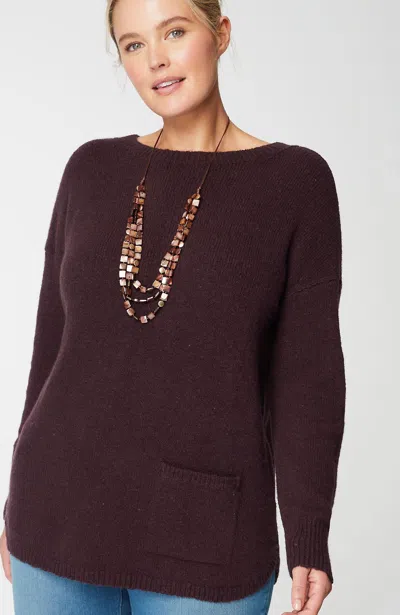 Jjill J.jill Pure Jill Single-front-pocket Sweater In Black Violet