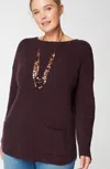 Jjill J.jill Pure Jill Single-front-pocket Sweater In Black Violet