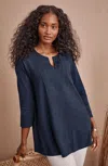 Jjill J.jill Pure Jill Slub Bib Tunic In Dark Indigo Heather