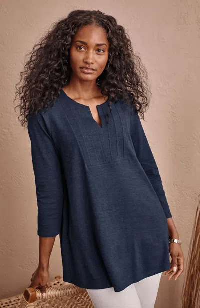 Jjill J.jill Pure Jill Slub Bib Tunic In Dark Indigo Heather