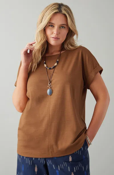 Jjill J.jill Pure Jill Slub Boat-neck Tee In Sandstone