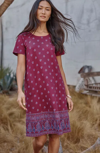 Jjill J.jill Pure Jill Slub-knit Dress In Dark Berry Fizz Medallion Border