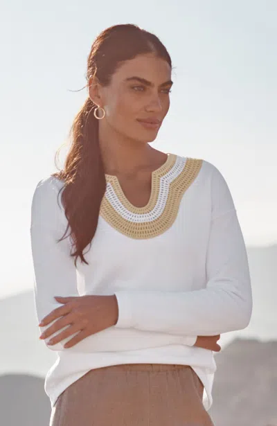 Jjill Pure Jill Sweater-trim Sweatshirt In Multi