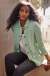 Jjill J.jill Pure Jill Tea-dyed Button-front Jacket In Light Green Tea