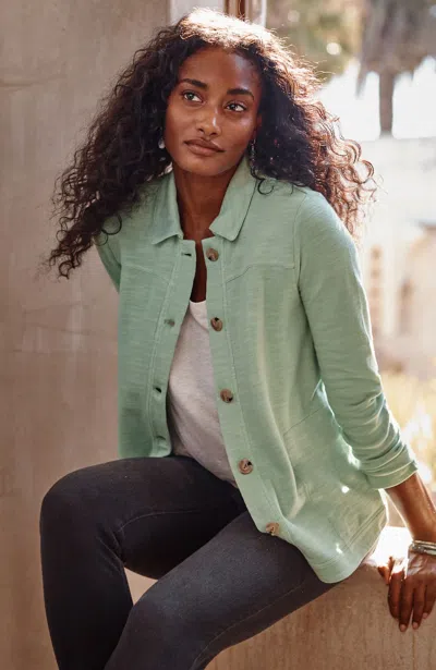 Jjill J.jill Pure Jill Tea-dyed Button-front Jacket In Light Green Tea