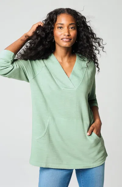 Jjill J.jill Pure Jill Tea-dyed Front-pocket Top In Light Green Tea