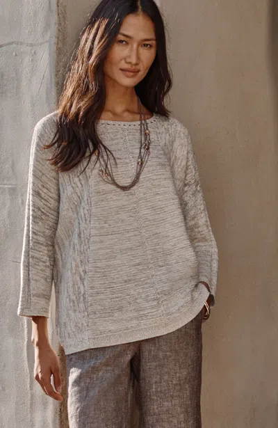 Jjill J.jill Pure Jill Textured Space-dyed Sweater In Shale,off White