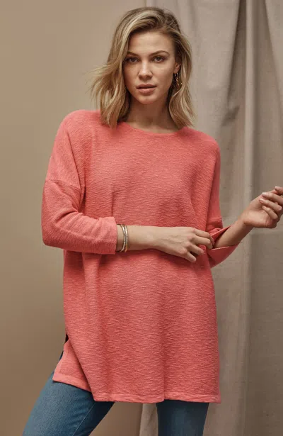 Jjill J.jill Pure Jill Textured-stitch Slub Sweater In Coral Reef