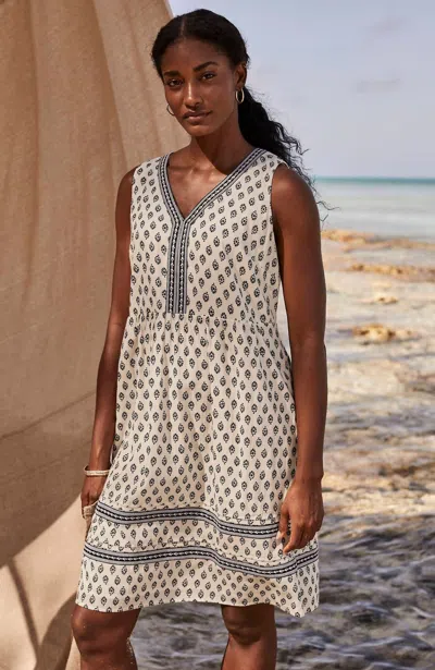 Jjill J.jill Pure Jill Tiered Sleeveless Dress In Cream Foulard Stamp