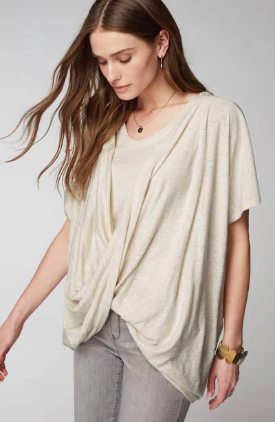 Jjill J.jill Pure Jill Twisted-drape-front Top In Soft Oatmeal Heather