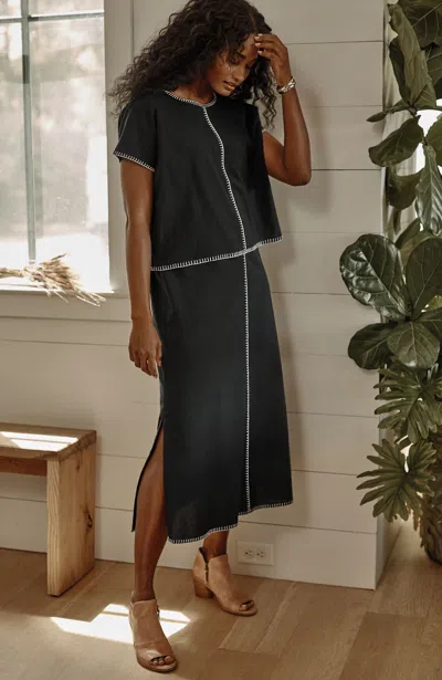Jjill J.jill Pure Jill Two-piece Maxi Dress In Black,cream