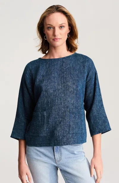 Jjill Pure Jill Two-pocket Gauze Popover In Blue