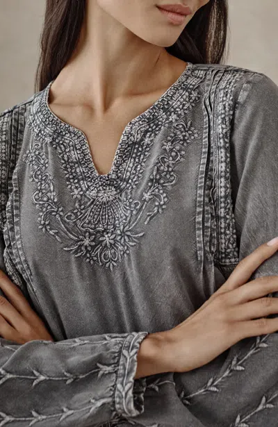 Jjill J.jill Pure Jill Washed Embroidered Top In Gray