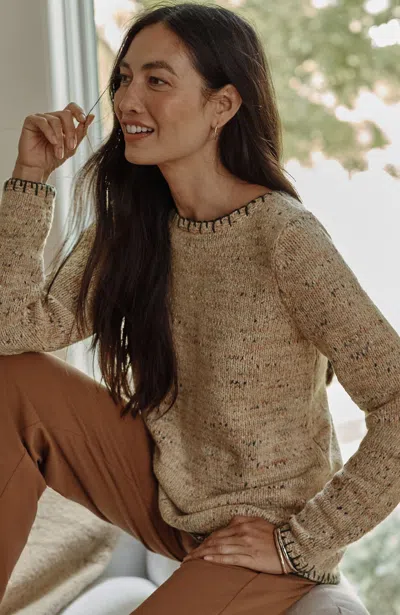 Jjill J.jill Pure Jill Whipstitch-trimmed Pullover Sweater In Rose Blush Multi