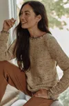 Jjill J.jill Pure Jill Whipstitch-trimmed Pullover Sweater In Rose Blush Multi