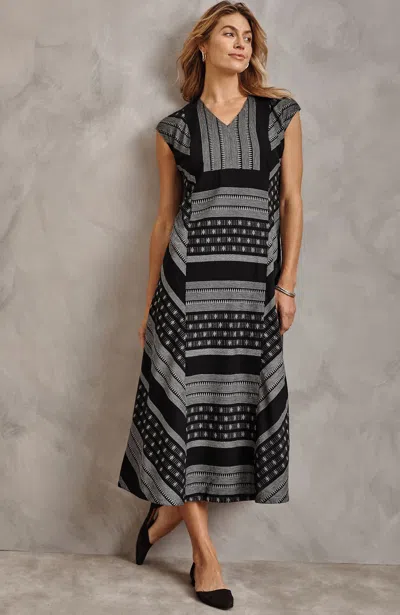 Jjill J.jill Pure Jill Yarn-dyed Dobby Maxi Dress In Black Multi