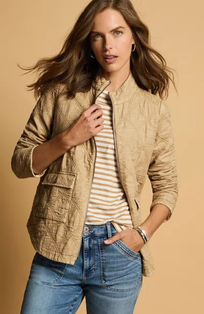 Jjill J.jill Quilted Zip-front Jacket In Light Bamboo