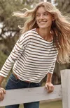 Jjill J.jill Relaxed Boat-neck Tee In Cream,nutmeg
