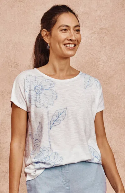 Jjill J.jill Relaxed Dolman-sleeve Tee In White Floral Sketch Placement