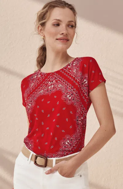 Jjill Relaxed Dolman-sleeve Tee Shirt In Red