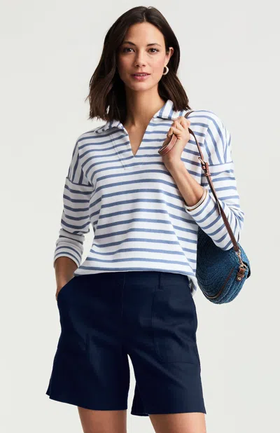 Jjill Relaxed Johnny-collared Top In Multi