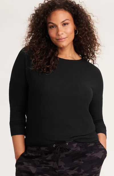 Jjill J.jill Relaxed Rib Tee In Black
