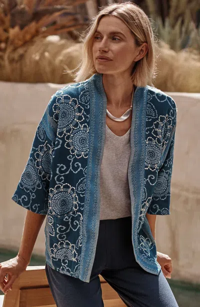 Jjill J.jill Reversible Embroidered Soft Jacket In Blue