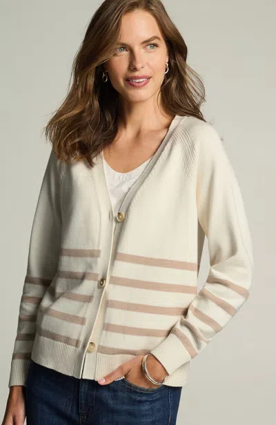 Jjill J.jill Rib-textured Cardi In Cream,vintage Canvas