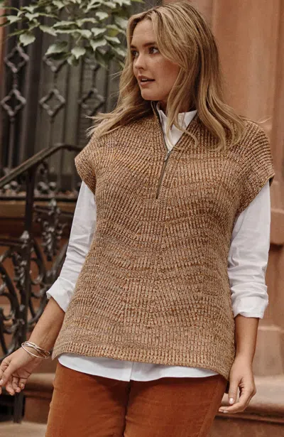 Jjill J.jill Rib-textured Marled Sweater-vest In Pumpkin Spice Multi