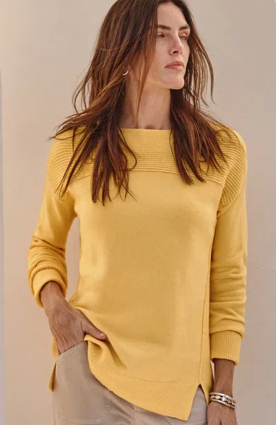 Jjill J.jill Ribbed-detail Pullover Sweater In Dark Daffodil