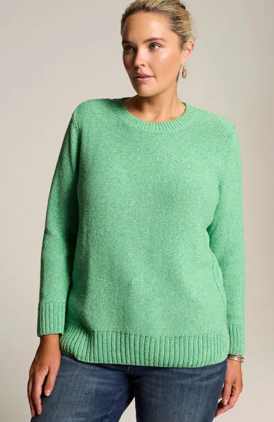 Jjill J.jill Ribbed-detail Crew-neck Sweater In Enamel Green,white