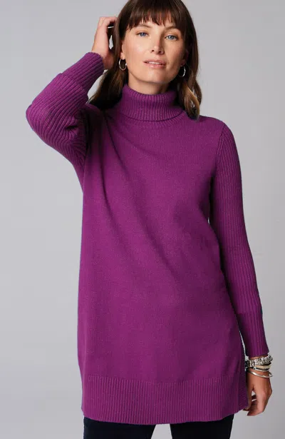 Jjill J.jill Ribbed-sleeves Turtleneck Sweater In Chambord
