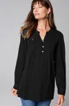 Jjill J.jill Ruffle-trim Pintucked Tunic In Black