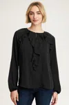 Jjill J.jill Ruffled Satin Top In Black