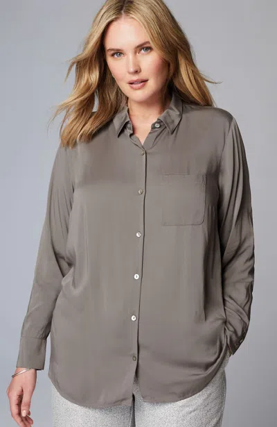 Jjill J.jill Satin A-line Shirt In Ash