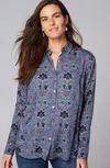 Jjill J.jill Satin A-line Shirt In Mirage Vibrant Wallart