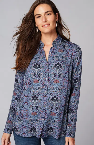 Jjill J.jill Satin A-line Shirt In Mirage Vibrant Wallart