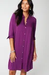 Jjill J.jill Satin A-line Shirtdress In Chambord