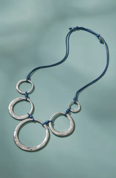Jjill J.jill Sculptural Metal Rings Necklace In Silver