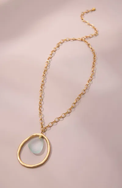 Jjill Sculptural Seaglass Pendant Necklace In Gold