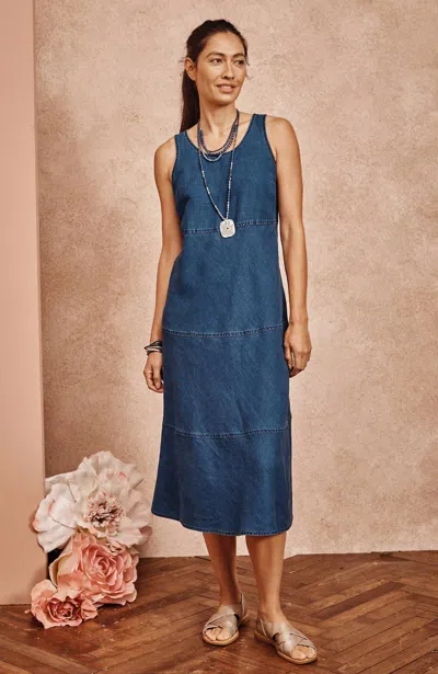 Jjill J.jill Seamed Indigo Midi Dress In Vintage Blue Wash