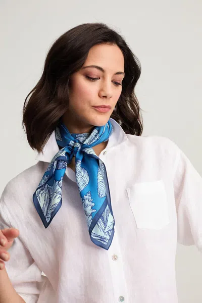 Jjill Seashell Silk Square Scarf In Blue
