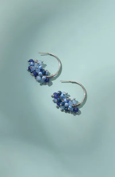 Jjill J.jill Seaside Oasis Beaded Hoops In Light Blue Multi