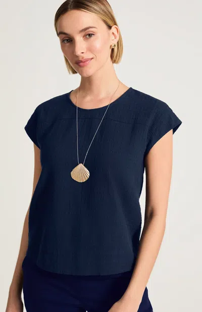 Jjill Seersucker Seamed Shirt In Blue