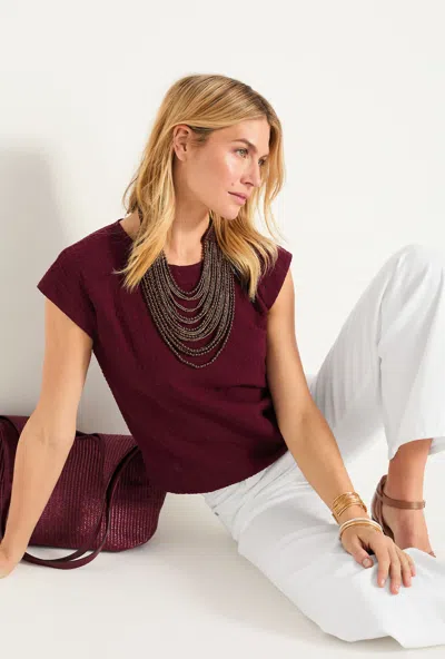 Jjill Seersucker Seamed Shirt In Burgundy